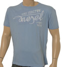 Sky Blue Cotton T-Shirt with White Kind Industry - Diesel From 1978 Logo