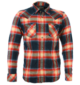 Diesel Swalky Orange and Navy Check Shirt