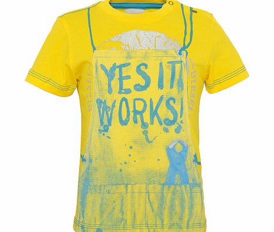 Diesel Tadevyb Crew Neck T Shirt In Yellow - Size 6 Months