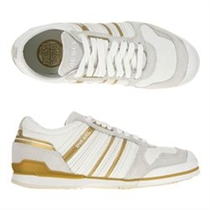 Diesel White and Gold Trainers