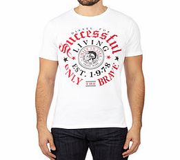 White and red pure cotton logo T-shirt