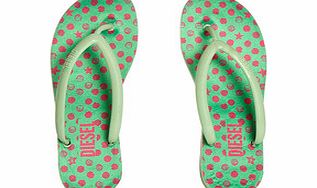 Womens green flip-flops
