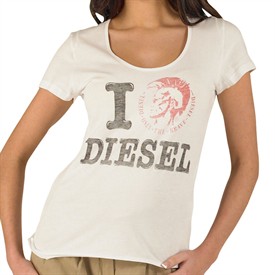 Diesel Womens Tictor Maglietta T-Shirt White