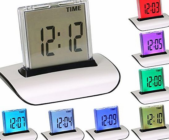 COLOUR 7 LED DIGITAL LCD ALARM CLOCK+THERMOMETER
