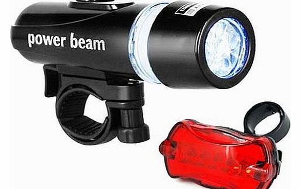  Waterproof 5 LED Bike Bicycle Head + Rear Light 6 Modes for Night Safety