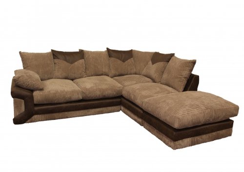 DINO SCS Dino Corner Sofa - Corduory Cushions Black Fabric Chenille Effect Finish