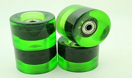 4x Brand New 59mm/78a Retro Cruiser Skateboard Wheels with Bearings (Fits Penny, Nickel, Globe) (Green Clear)