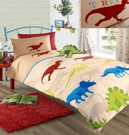 Dinosaur Beige Dinosaur Boys Single Duvet Cover Bed Set Kids Bedding