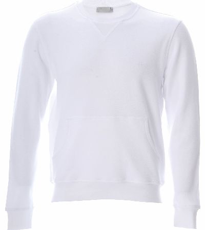 Homme Crew Neck Emblem Logo Sweatshirt White