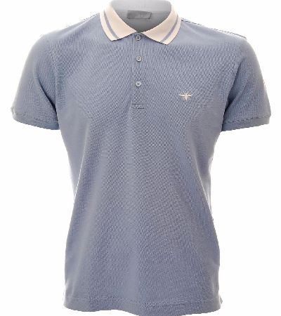 Homme Ribbed Collar Polo T-Shirt Blue