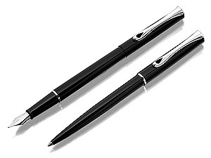 Diplomat Black Ballpoint and Fountain Pen Traveller Set 012381