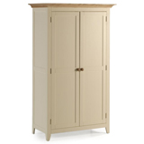 Direct Forest Products Cambridge 2 Door Wardrobe in Cream finished Pine with Ash top