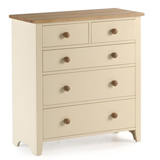 Direct Forest Products Cambridge 2 over 3 Drawer Chest in Cream finished Pine with Ash top