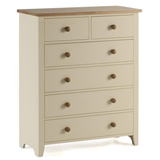 Products Cambridge 2 over 4 Drawer Chest in Cream finished Pine with Ash top