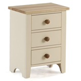 Products Cambridge 3 Drawer Bedside Cabinet in Cream finished Pine with Ash top