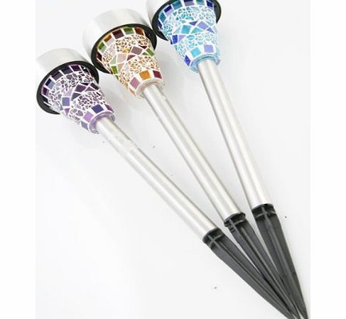 Direct Global Trading Solar Mosaic Border Garden Post Lights (Triple Pack)