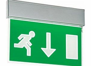 Direct Trade Supplies Saxby Lighting Muro Exit Down Emergency Sign 0.5W (Silver Anodised)