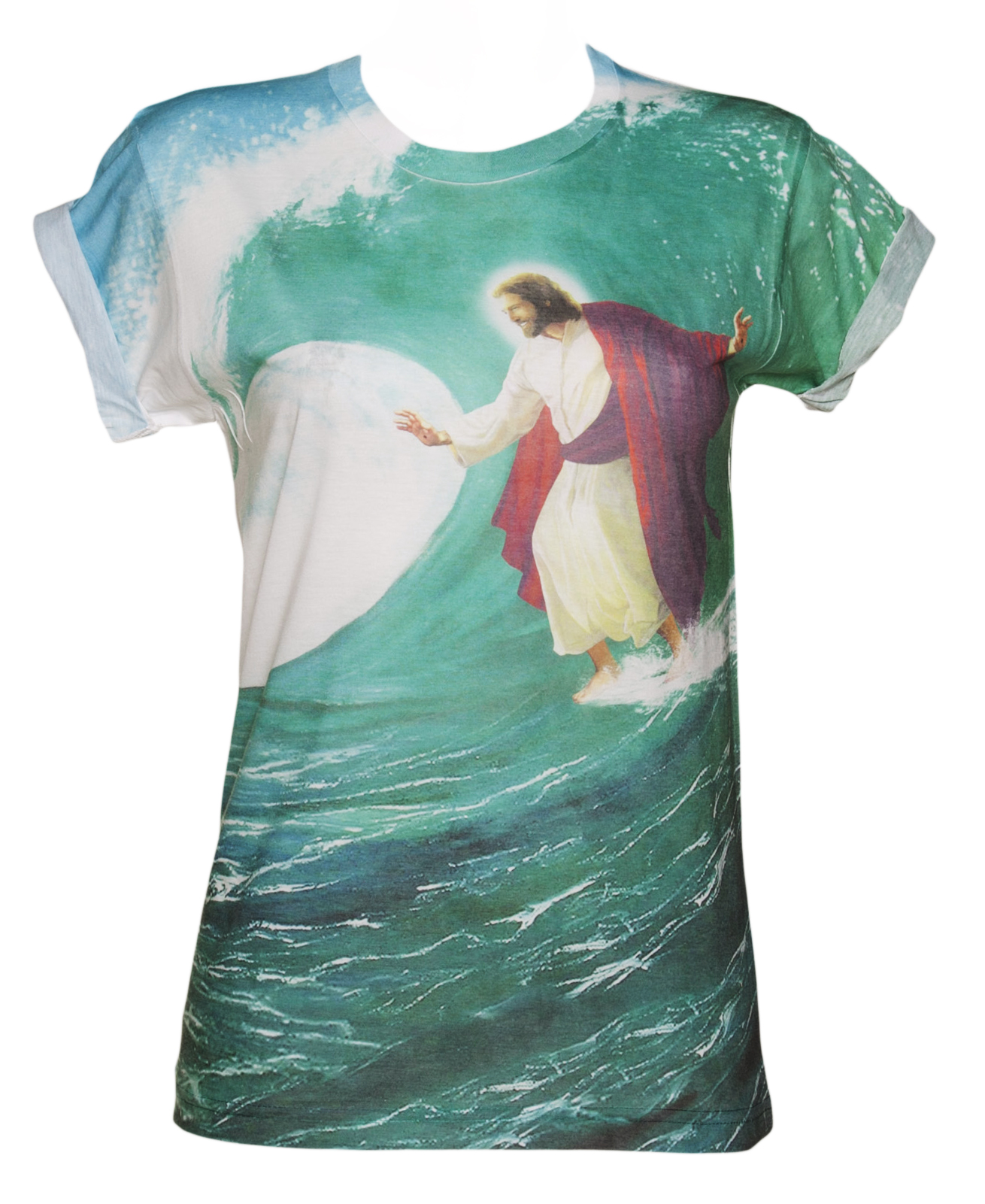 Dirty Cotton Scoundrels Ladies Surfs Up Jesus Sublimated Boyfriend