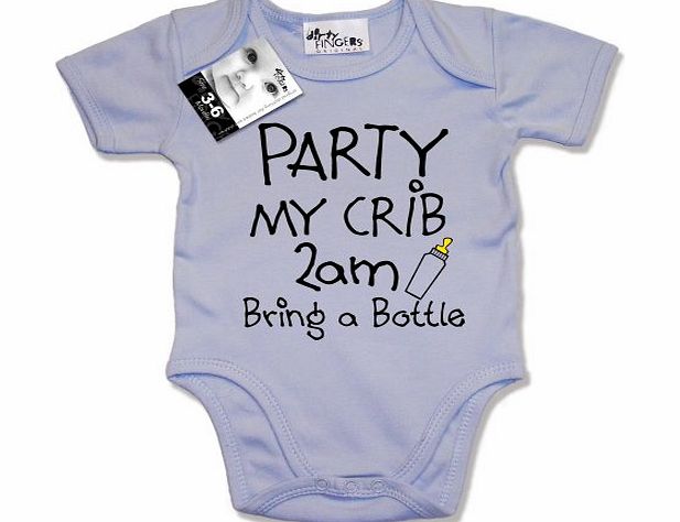 PARTY my crib 2am, Bring a Bottle, Baby Unisex Boy Girl Bodysuit, 0-3m, Pink