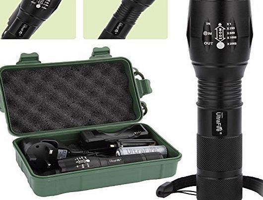 discoball 2000lm Rechargeable CREE XML XM-L T6 LED Zoomable Flashlight Torch with 18650 Battery Charger