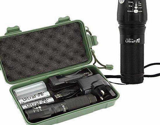 discoball  CREE XM-L T6 2200lm LED Zoomable Torch Flashlight  2x18650 Battery Charger Original box Gift