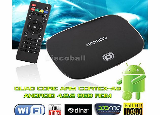 discoball UK Android Quad Core Smart TV Box XBMC HD Network Streamer Free Sports Film Game
