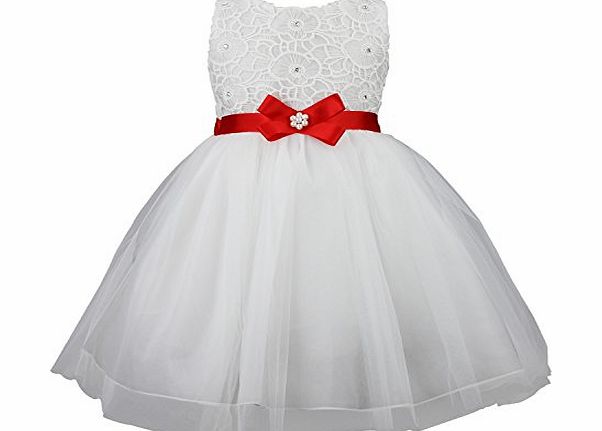 discoball white Girls Flower Formal Wedding Bridesmaid Party Christening Princess girls Dresses age 2-10 years