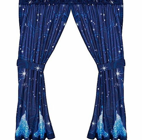 4pc Disney Cinderella Curtain Set Princess Night Sparkles Window Panels and Tie-Backs