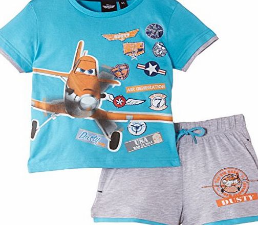Disney Boys Planes Crew Neck Short Sleeve T-Shirt, Blue (Atoll Blue/Grey), 6 Years
