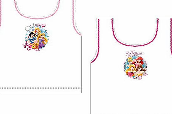 Childrens Kids Girls Toddlers 2 Pack Character Underwear Vests Set Cami Tops Disney Princess Pink Size 3-4 Years