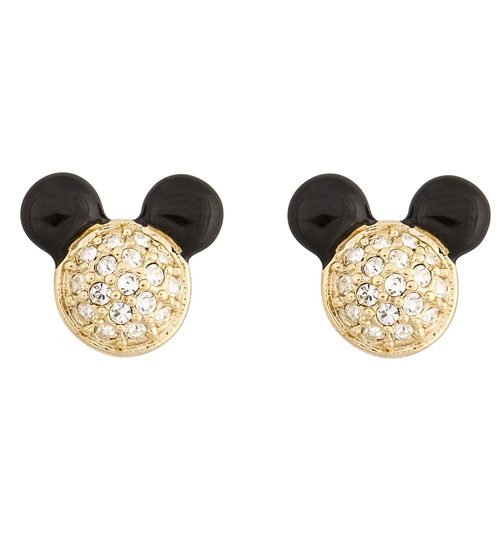 Disney Couture 10k Gold Plated Swarovski and Enamel Mickey Ears