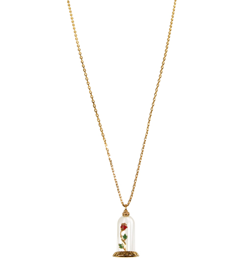 Disney Couture Beauty and the Beast Rose Dome Necklace from