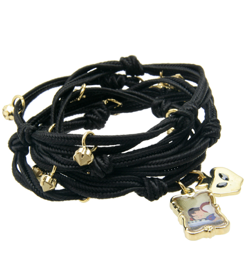 Disney Couture Black Snow White Silk Cameo Wrap Bracelet from