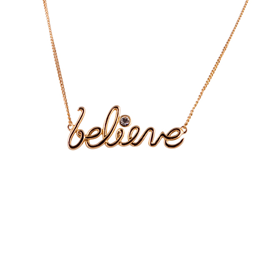 Disney Couture Gold Plated Believe Tinkerbell Necklace from