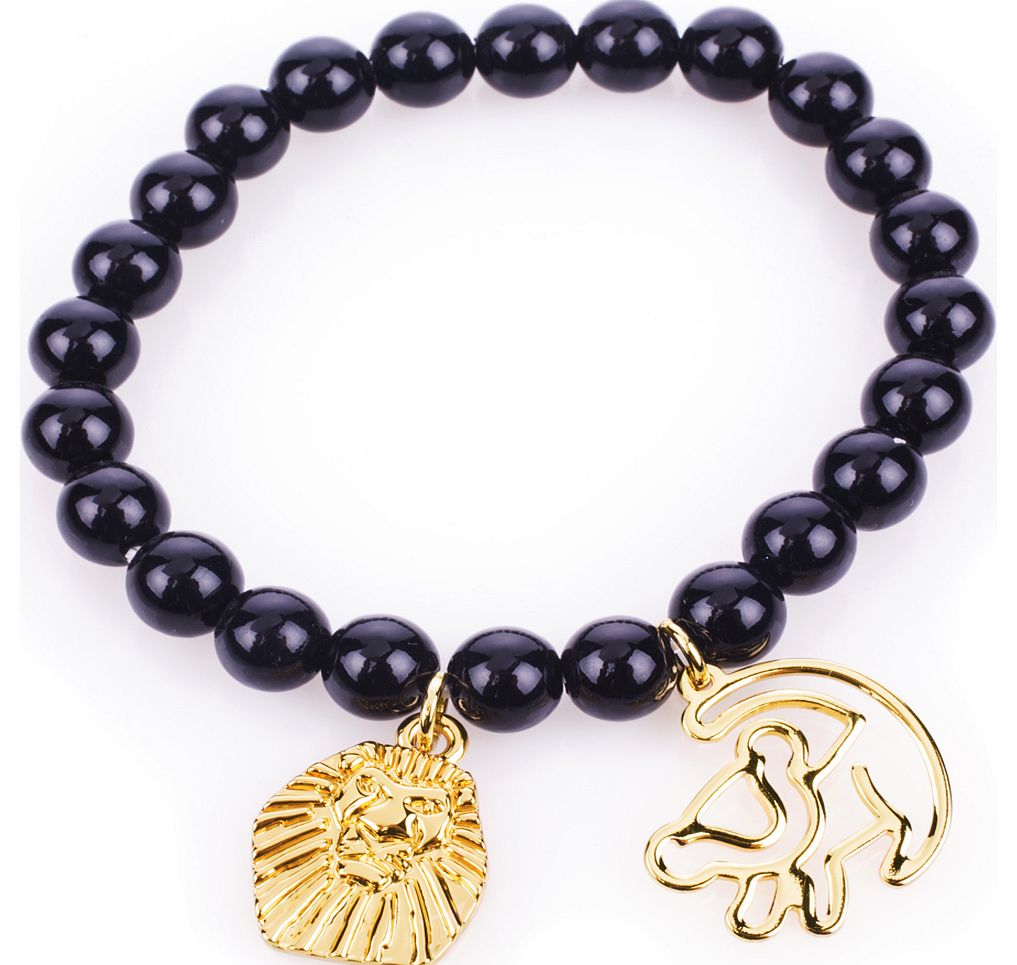 Disney Couture Gold Plated Black Bead Simba Outline Lion King