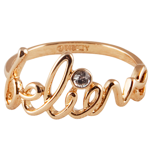 Disney Couture Gold Plated Diamante Believe Ring from Disney
