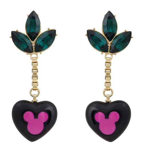 Disney Couture Gold Plated Heart and Green Stone Leaf Minnie
