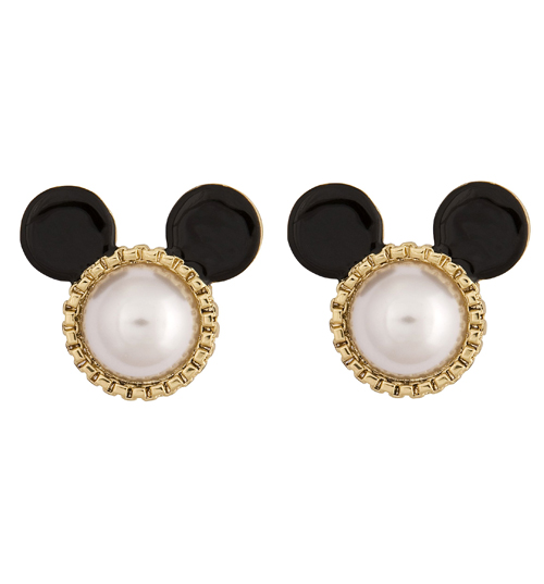 Disney Couture Gold Plated Ivory Pearl Minnie Mouse Mawi Stud