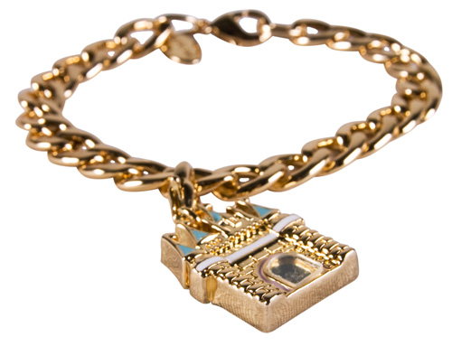 Disney Couture Gold Plated Magic Castle Chunky Charm Bracelet