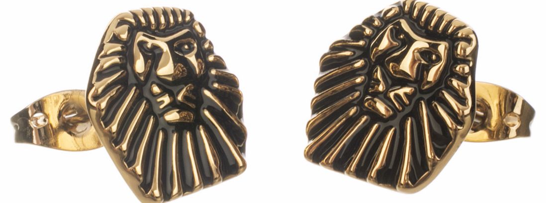 Disney Couture Gold Plated Mufasa Lion King Stud Earrings from
