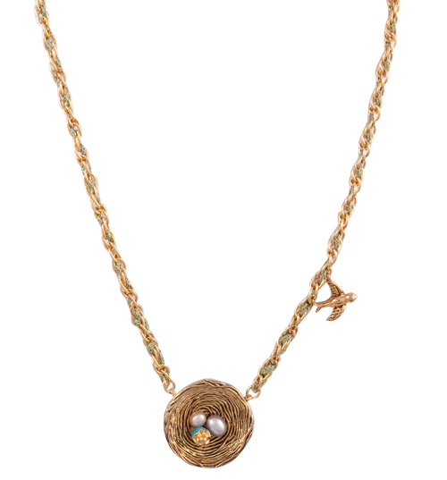 Disney Couture Gold Plated Pixie Hollow Nest Necklace from