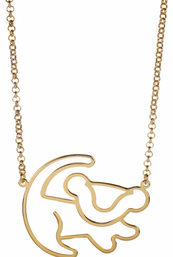 Disney Couture Gold Plated Simba Outline Lion King Necklace