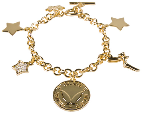 Disney Couture Gold Plated Tinkerbell Charm Bracelet from