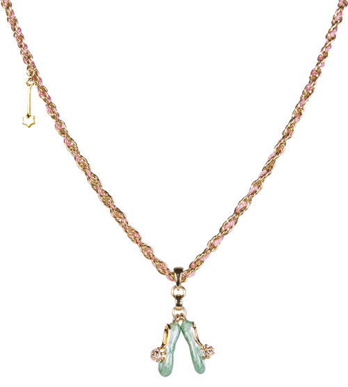 Disney Couture Gold Plated Tinkerbell Slippers Necklace from
