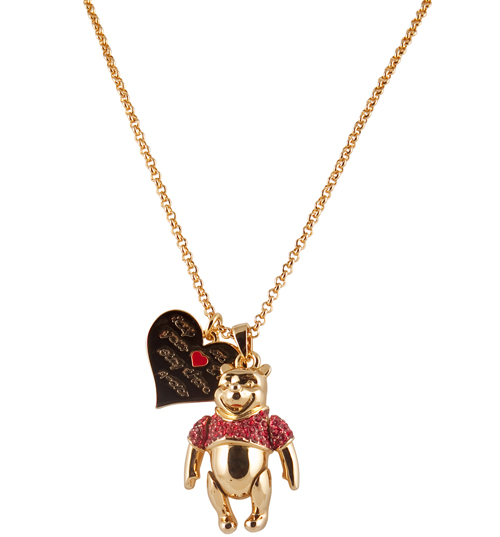 Disney Couture Gold Plated Winnie The Pooh Movable Ruby Pendant