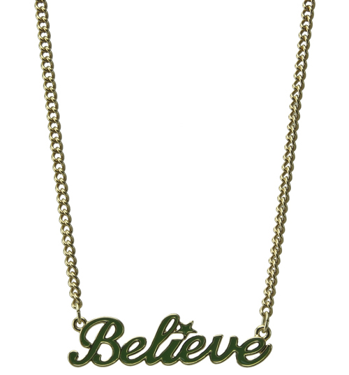 Disney Couture Green and Gold Plated Tinkerbell Believe