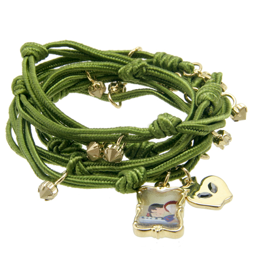Disney Couture Green Snow White Silk Cameo Wrap Bracelet from