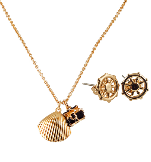 Disney Couture Little Mermaid Shell Necklace and Earrings Set