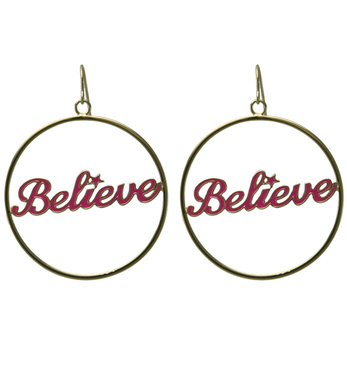 Disney Couture Pink and Gold Plated Tinkerbell Believe Hoop