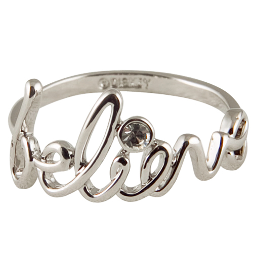 Disney Couture Platinum Plated Diamante Believe Ring from